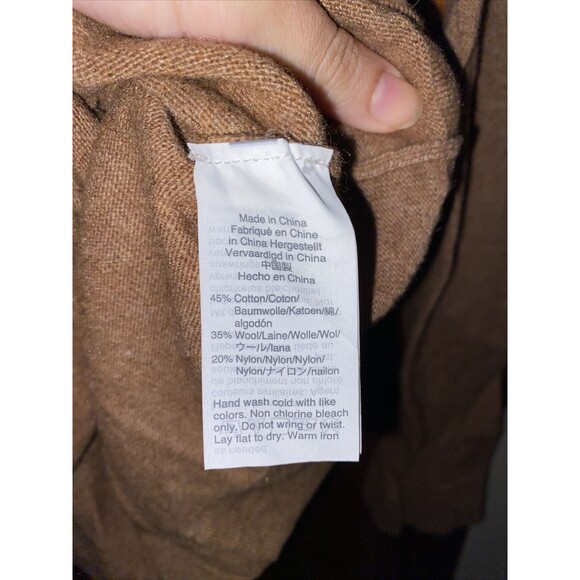 J Crew Sweater Tan Womens Medium Long Sleeve Crew Neck Wool Knit Pullover Teddie - Picture 6 of 7